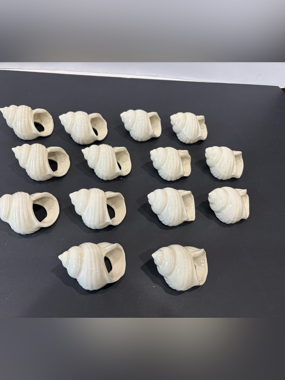 Ceramic Shell Napkin Rings Set of 14 - White